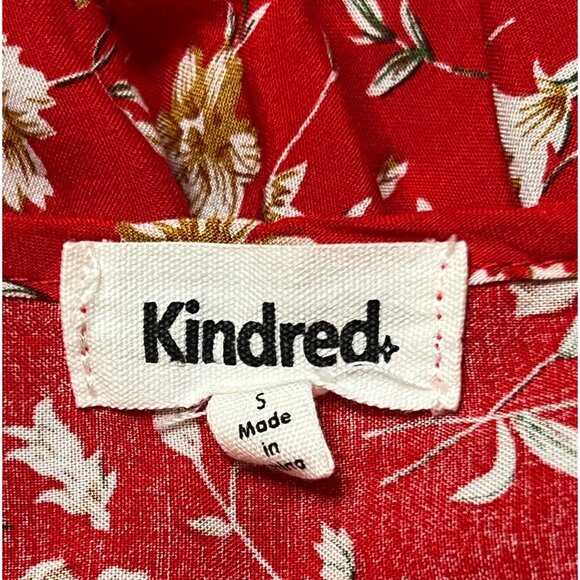 Kindred red floral wrap top flutter sleeve maxi dress size S - Picture 11 of 13